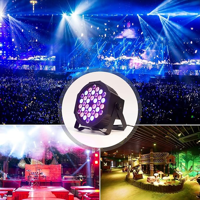 LED Par Lights 36 LED Stage Lights 7 Modes RGB DJ Light with Sound Activated Remote and DMX Control DJ Uplighting for Birthday Party Events Wedding Christmas Stage Lighting (12 Packs)