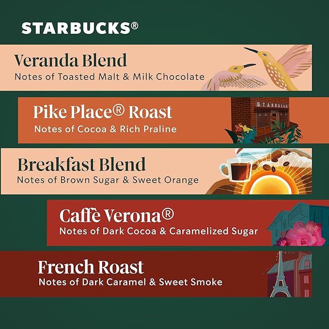 Starbucks K-Cup Coffee Pods, Starbucks Blonde, Medium and Dark Roast Hot or Iced Coffee, Variety Pack, 40 Keurig Pods