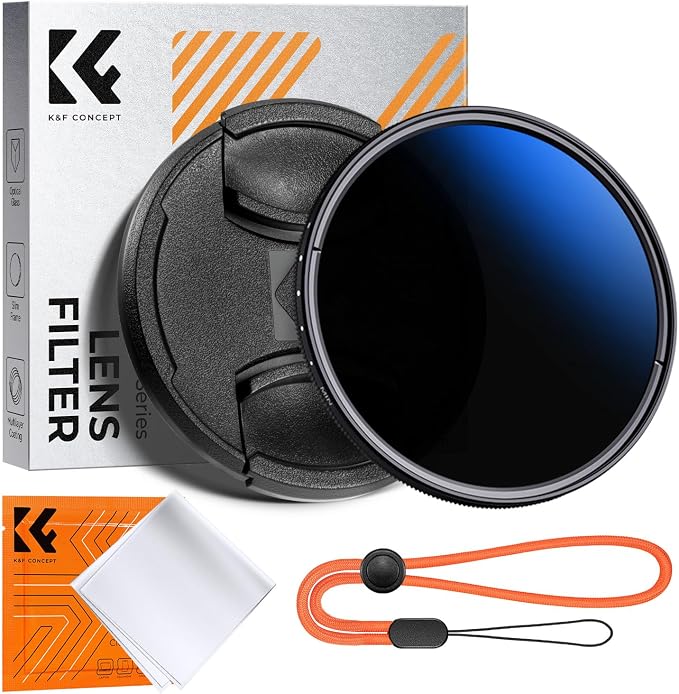 K&F CONCEPT 62mm Variable ND Camera Lens Filter ND2-ND400 + Filter Cap + by KFCONCEPT