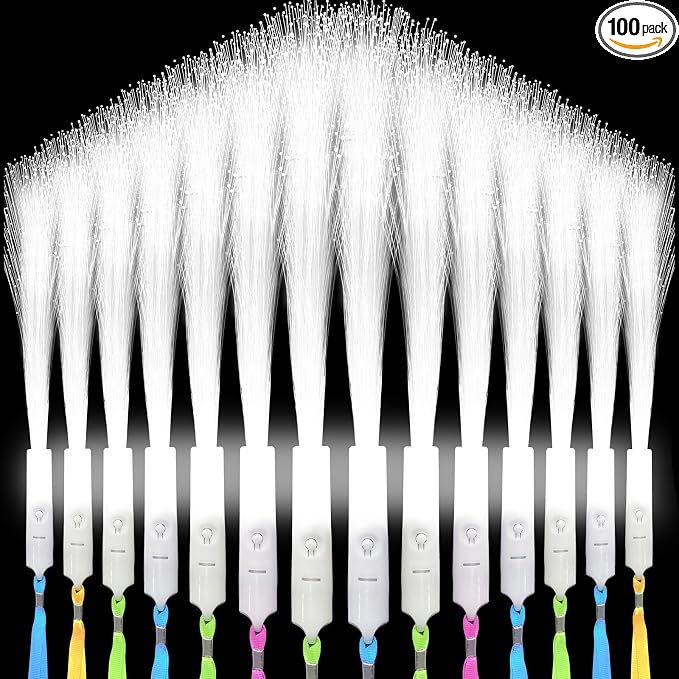 SHQDD 100 PCS White Fiber Optic Wands, LED Fiber Wands, Wedding Party Supplies by SHQDD