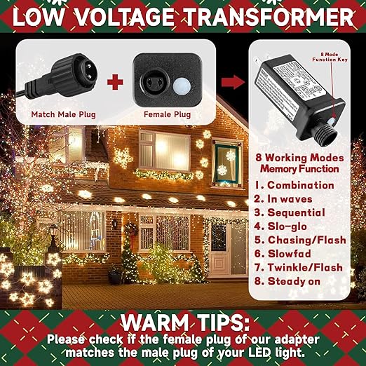30V 0.2A LED Controller Timer Model JT-EL/FC300V0200-C Class 2 Power Supply Replacement with 8 Lighting Modes, and Memory Function for Christmas Light, LED String Light