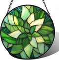 CRISGIF Stained Glass Window Hanging - Ireland Green Suncatcher for Doors Garden Patio Sun Catchers Decor Mother's St. Patrick's Day Birthday for Women Men Mom Nana Friend 9.8 in