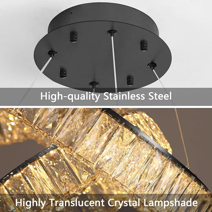 HAIXIANG Modern Crystal Chandelier Dimmable Large Ring LED Pendant Lights - Image 8
