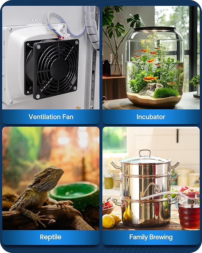 WILAWELS Digital Temperature Controller Outlet, 15A/1800W Heavy Duty Thermostat Plug, VA LCD Display, Heating/Cooling Control, -40°F~210°F, 4 Timer Modes, for Greenhouse Incubator Homebrew W01TC06