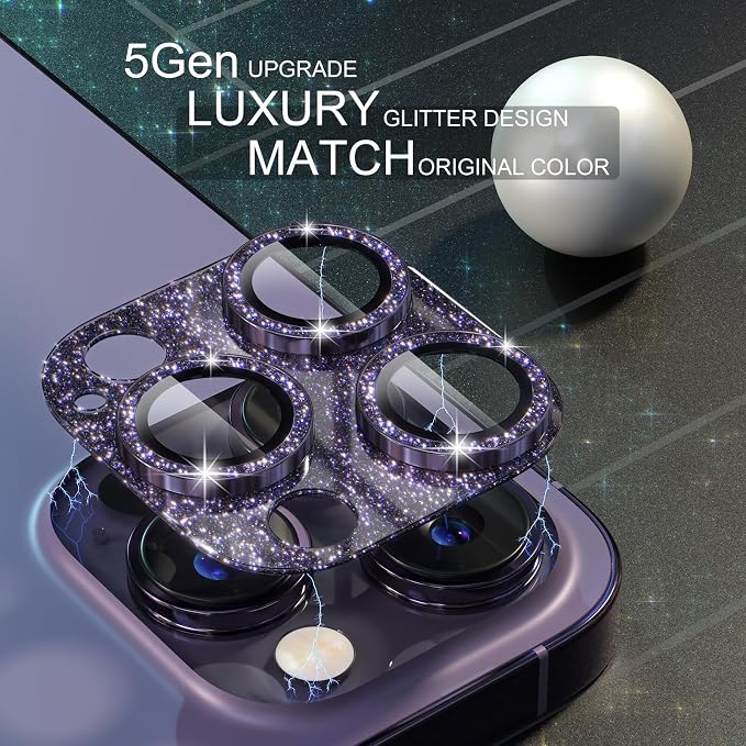 Choiche for iPhone 14 Pro/iPhone 14 Pro Max Camera Lens Protector, Bling Camera - Image 3