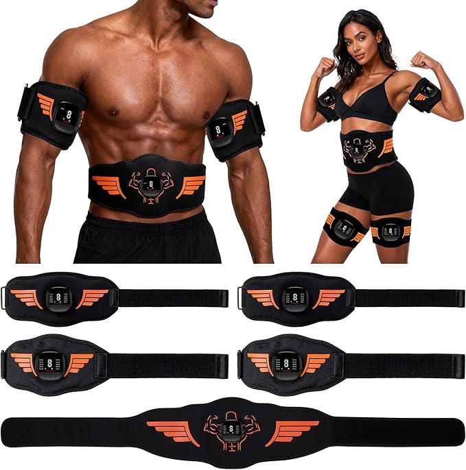 Electronic Muscle Stimulator 5-Piece Set, EMS Ab Machine - Fitness Apparatus Equipment Workout Equipment for Muscle Conditioning & Core Workout, Strength Training, Recovery Suitable for Men and Women