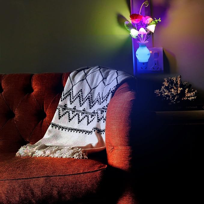 AUSAYE 1Pack Plug in LED Night Light Auto Dusk to Dawn Sensor,0.5W Energy Saving Lamp Dream Nightlight Rose Flower Mushroom Night Lights for Kids Adults Bedroom,Bathroom,Living Room,Kitchen,Hallway