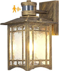 XANGQAN Bronze Outdoor Motion Sensor Lights - Dusk to Dawn Lighting Fixture for Outside House Exterior - Wall Mount Porch Lantern with Yard Front Motion Detector - Garage Patio Anti-Rust Light
