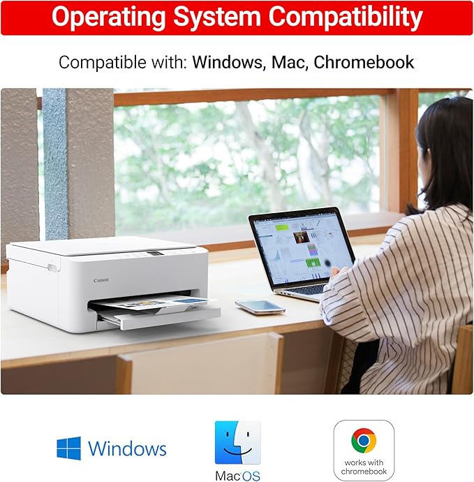 Canon PIXMA TS6520 Wireless Color Inkjet Printer for Duplex Printing, White – Home Printer with Copier/Scanner, 1.42” OLED Display, Intuitive Control Panel, Compact Design