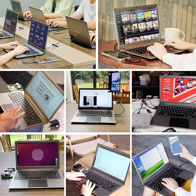 ELECROW 14 Inch Portable Monitor with Keyboard, Lapdock 1080P FHD IPS Display with Built-in Battery, USB C External Computer Monitors Compatible with Raspberry Pi, Phone, Mini PC, Mac, Game Console