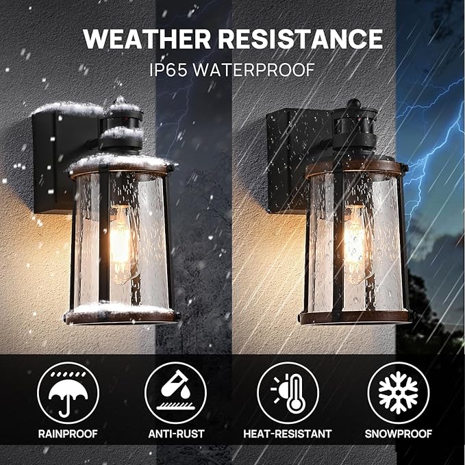 JOKAONOTL Dusk to Dawn Motion Sensor Outdoor Light with GFCI Outlet Waterproof Outside Porch Light Exterior Lighting Fixtures for House Garage Front Door,Bulb Included,12.5 "H,1PC