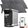 AMPACE Andes 1500 Portable Power Station with 2X200W Solar Panels 2400W(Surge 3600W), 1462Wh Solar Generator, LiFePO4 Battery, APP Control, Emergency Power for Home Backup, Camping, RV, Emergency