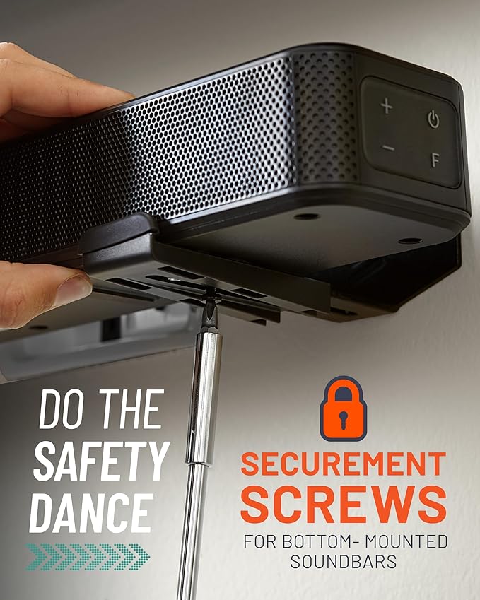 ECHOGEAR Soundbar Wall Mount Bracket - Works with All Soundbars Including Samsung, Vizio, LG, & More - Depth Adjustable for Dolby Atmos Soundbars
