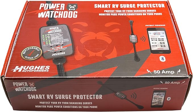 Power Watchdog PWD50 Smart RV Portable Surge Protector 50 Amp - Patented Bluetooth Connectivity - Monitor Voltage/Amperage/Wattage - IP65 Water-Resistant