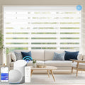 COOLWINDS Motorized Zebra Blinds for Windows Cordless Electric Curtains with Remote Control Blackout Shades Custom Smart Blinds Compatible with Alexa Google Home(Blackout White,W45 X 72in)
