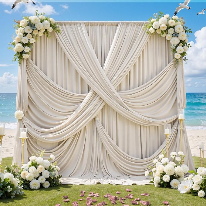50ft x 15ft Beige Backdrop Curtains - Image 9