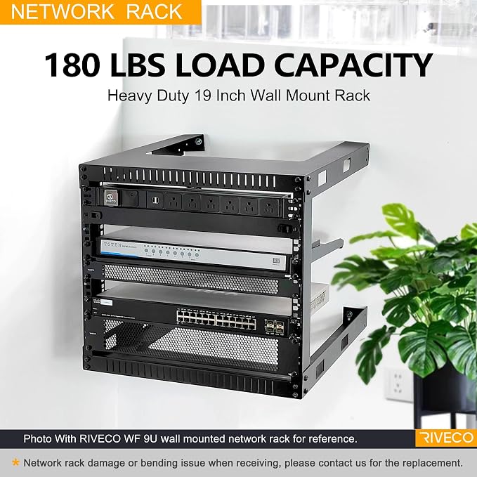 RIVECO 9U Wall Mount Rack for Network – 17.7" Deep 2 Post Open Frame Racks Easy - Image 4