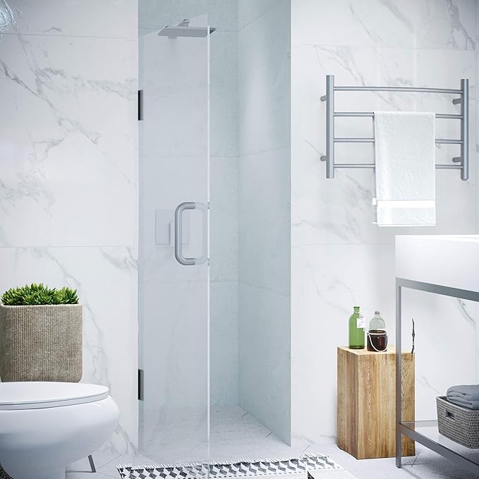 ANZZI 72" x 30" Frameless Shower Door in Brushed Nickel, Water Repellent Glass Shower Door with Seal Strip Parts and Handle, 3/8 Glass Hinged Shower Door with Handle,Series (SD-AZ09-02BN)