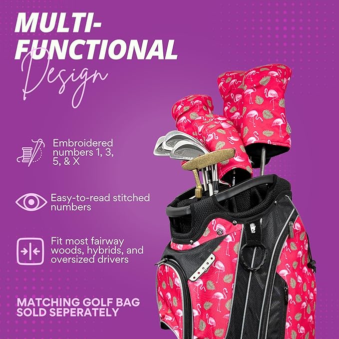 Taboo Fashions Resort Collection Golf Club Covers for Women - Numbered Golf Headcovers Set for Driver, Fairway and Hybrid Clubs - Weather Resistant, Pack of 4