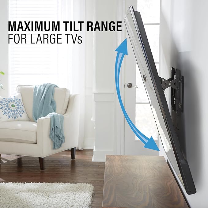 SANUS Preferred Extendable Tilt TV Wall Mount for 42 to 90 inch Screens up to 150lbs - 5.7” Extension Provides Max 12 deg Tilt to Reduce Glare - Easy DIY Install w/Included Hardware - SLT4-B1