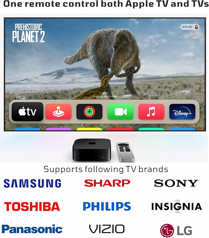 New Universal Remote Control for All Apple TV Remote, Replacement Compatible with Apple TV 4K/ Gen 1 2 3 4/ HD A2169 A1842 A1625 A1427 A1469 A1378 A1218 with Tv Control Function