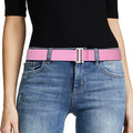 JASGOOD Women No Show Stretch Belt Elastic Web Strap Belt with Flat Buckle for Jeans Pants Dresses