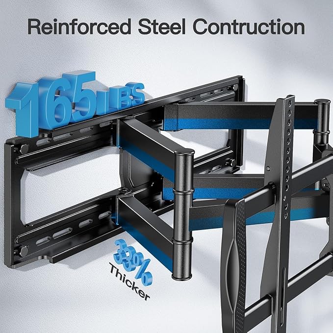 PERLESMITH Full Motion TV Wall Mount for 42”-97” TVs up to 165lbs, TV Mount Bracket with Dual Articulating Arms Swivel Tilt Extension, Max VESA 800x400mm, Fits 16”18” to 24" Studs, PSXFK1