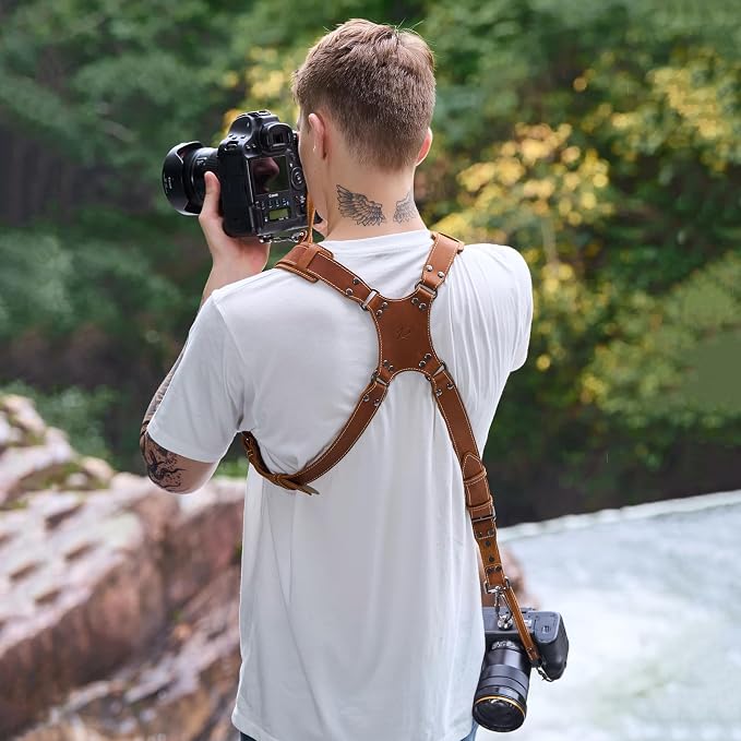 Padwa Lifestyle Tan Dual Camera Harness Strap - Image 5