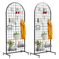 VGMiu Grid Wall Panel 2PCS Display Stand 2' x 5.2' FT Black Grid Wall Panels Movable Retail Display Racks Floorstanding Gridwall Heavy Duty with Wheel for Art Craft Photo Displays Fair Trade Show