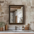 Retro Copper Effect Framed Wall Mirror, 16x20 Rectangle Mirror, Anti-desilvering Tempered Glass, Sustainable&Sturdy Frame, Anti-Rust, HD Reflection &3min Fast Setup for Bathroom Living Room