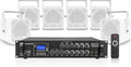 Sound Town Commercial Sound System Set with 3-Zone Low-Impedance Bluetooth Amplifier, 6 x 5 Coaxial Wall-Mount Speakers for Indoor Installation, White (STCA6130X6CM5W)