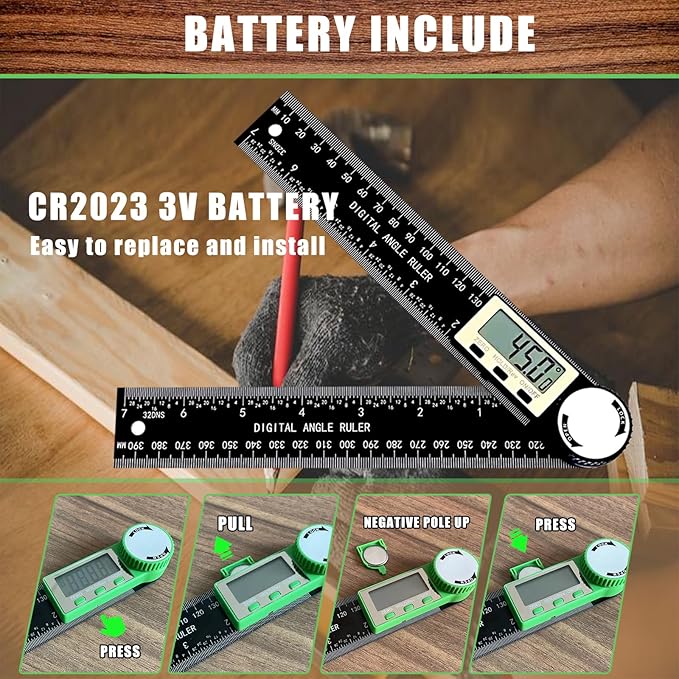 PDDYIER Angle Finder Protractor, 2-in-1 Miter Saw Protractor, 7 Inch/200mm ABS Angle Ruler, High Accuracy Miter Angle Measuring Tool for Woodworking, Metalworking, Carpenter, Construction