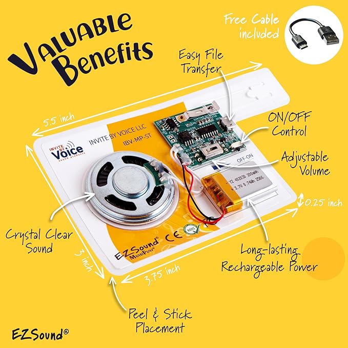 MultiPlay Re-recordable Sound Chip for Custom Greeting Cards | Sound Module Plays Multiple Recordings | Add the Power of Sound to Recordable Cards, Scrapbooks, Photo Albums, Personalized Gifts, Crafts