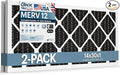 BNX TruFilter 14x30x1 MERV 12 Odor Defense (2-Pack) AC Furnace Air Filter with Activated Carbon - MADE IN USA - Pleated Air Conditioner HVAC AC Furnace Filters - Removes Odor, Mold, Bacteria, Smoke