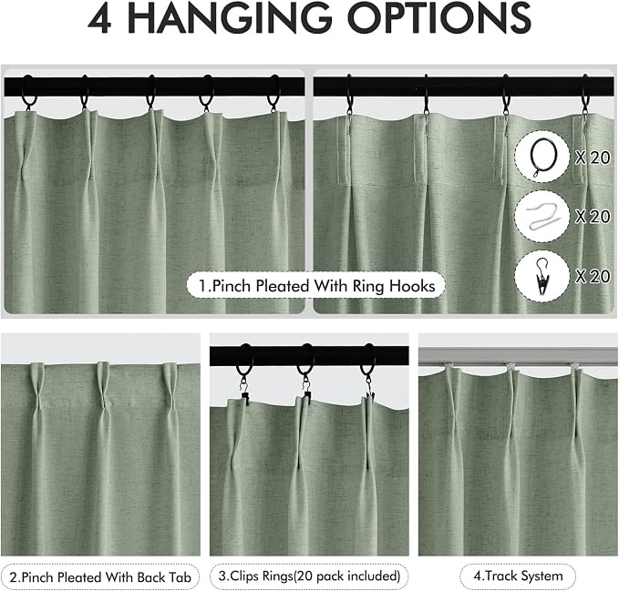 Memory Trained Pinch Pleated Curtains 96 Inches Long, Viral Linen Pinch Pleat - Image 6