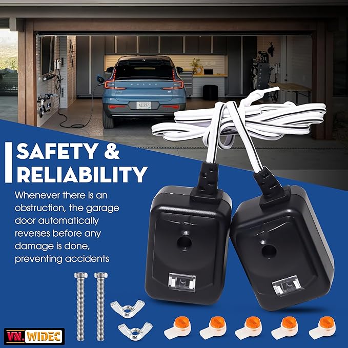 Upgraded 820CB Compatible with Liftmaster Chamberlain Sears Craftsman Garage Door Sensor & Brackets Replaces 41A5034/ G801CB-P/801CB/041-0136 for Craftsman Garage Door Sensors Openers Full Set