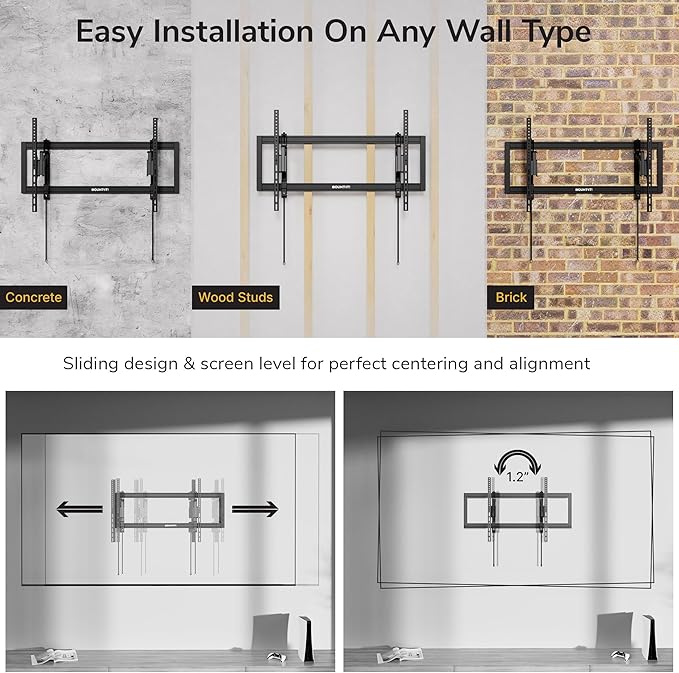 Mount-It! Advanced Extendable Tilt TV Wall Mount for 55–105 Inch TVs, Low Profile 2.1” Heavy-Duty Bracket with 6.8” Extension, Tilt & Swivel, Universal VESA up to 1000×600 mm, Fits 16/24/32” Studs