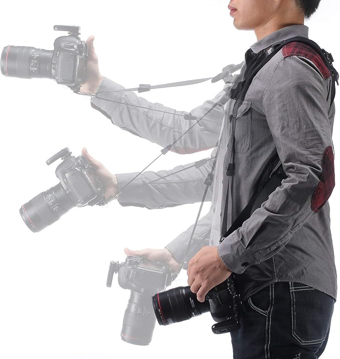 Double Shoulder Camera Strap Harness Quick Release Adjustable Dual Camera - Image 3
