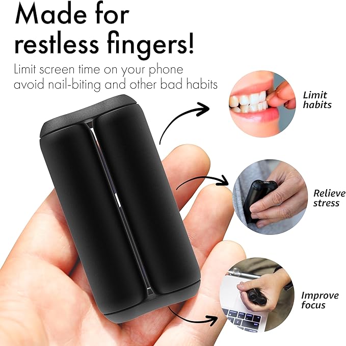 ONO Roller - Handheld Fidget Toy for Adults | Help Relieve Stress, Anxiety, Tension | Promotes Focus, Clarity | Compact, Portable Design (Black, Junior Size - Aluminum)