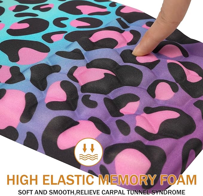 BOCHEERY Ergonomic Mouse Pad Wrist Support,Upgrade Mousepad with Massage Design,Non-Slip PU Base Desktop Mouse Pads for Pain Relief, Computer, Office & Home,12 x 8 in（F-Purple Leopard）