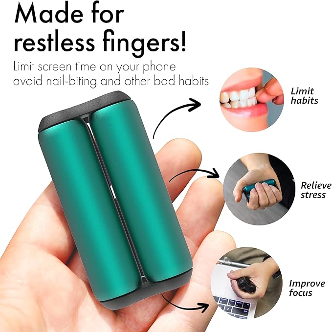 ONO Roller - Handheld Fidget Toy for Adults | Help Relieve Stress, Anxiety, Tension | Promotes Focus, Clarity | Compact, Portable Design (Teal, Junior Size - Aluminum)