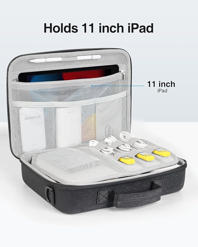 Luxtude Electronics Organizer Travel Case, Hard Case for Electronics, Hard Tech Bag (Black, Large)