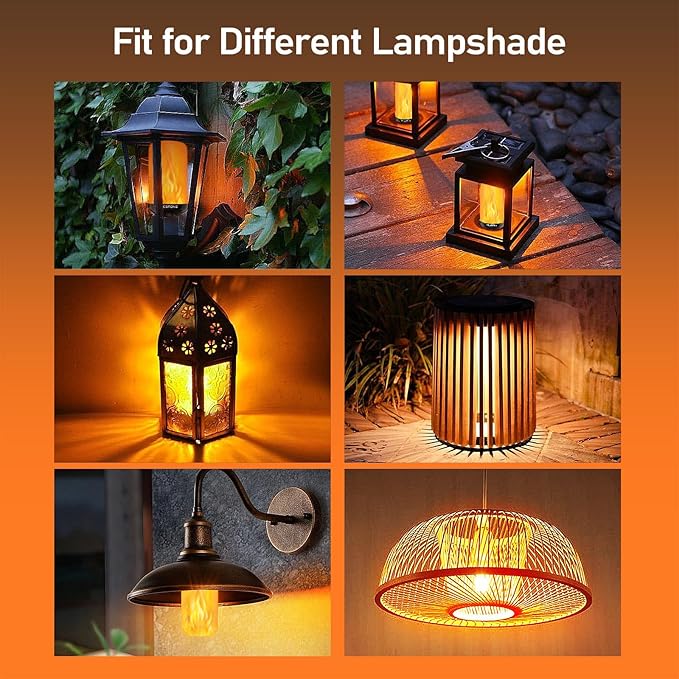 Vicstone Upgraded LED Flame Light Bulbs Christmas Decorations, 4-Mode Flickering Light Bulbs with Upside Down Effect, E26 27 Fire Light Bulb for Porch Party Patio Home Halloween Indoor Outdoor, 4 Pack