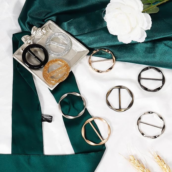 T-Shirt Clips 9 PCS, Clothes Corner Knotted Button, Fashion Alloy Pearl Rhinestone Circle Clip Buckle Round Shirt Silk Scarf