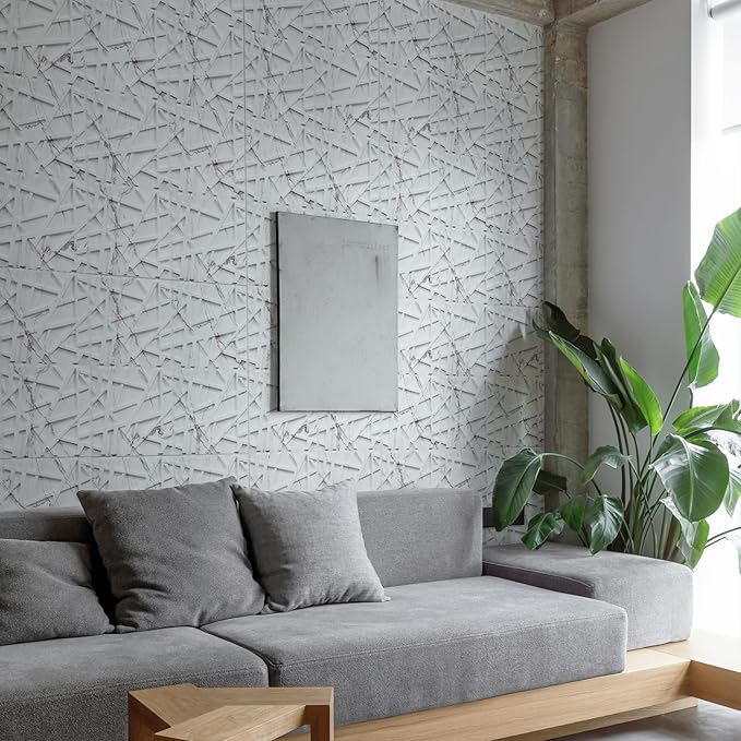 LEVOWAY 33 Pack 3D Wall Panels for Interior Wall Decor, 12''x12'' White Marble Accent Textured Wall Panels for Living Room, Gaming Room, TV Background, Cover 32 Sq.Ft
