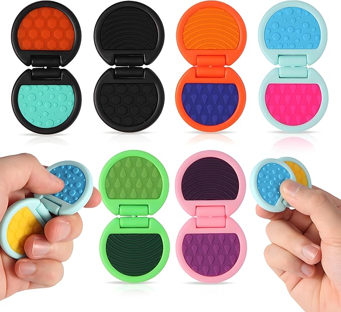 Fidget Toys Adults, Sensory Toys for Kids with Autism, Anxiety Relief Items for ADHD Stress Relief, Texture Worry Stone for Teens & Flip Slider - Treasure Box Toys for Classroom (6pcs)