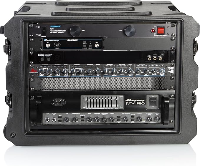 Gator Cases Pro Series 19" Depth 8U Rolling Rack Case with Recessed Wheels, Black