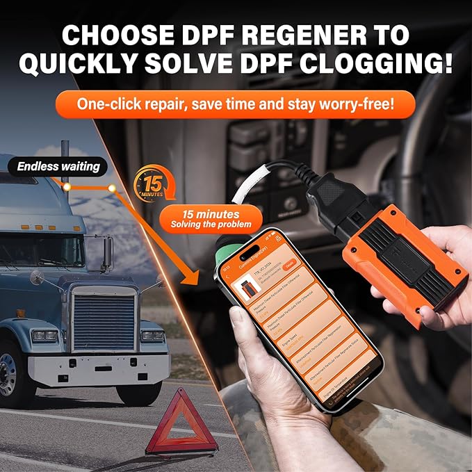 TopTekk Smart DPF Regeneration Tool, DPF Reset Device for Heavy Duty Trucks, Compatible with Paccar Engines, Real-Time Data Monitoring and Code Reset