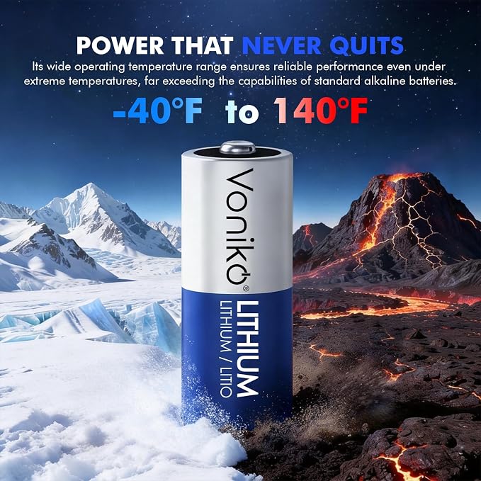 Voniko CR123A 3V Lithium Battery, High Capacity 123 Batteries, 3 Volt CR17345 - Image 6
