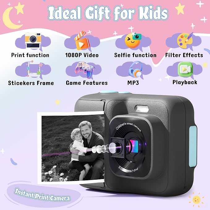 Kids Camera, 1080P Instant Digital Print Camera - Image 2